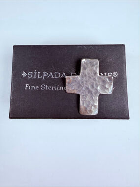 Silpada Hammered Beloved Cross Crucifix 925 Sterling Silver Necklace Pendant